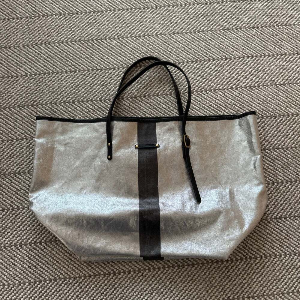 Kempton & Co. Metallic Canvas Urban Tote with Center Stripe